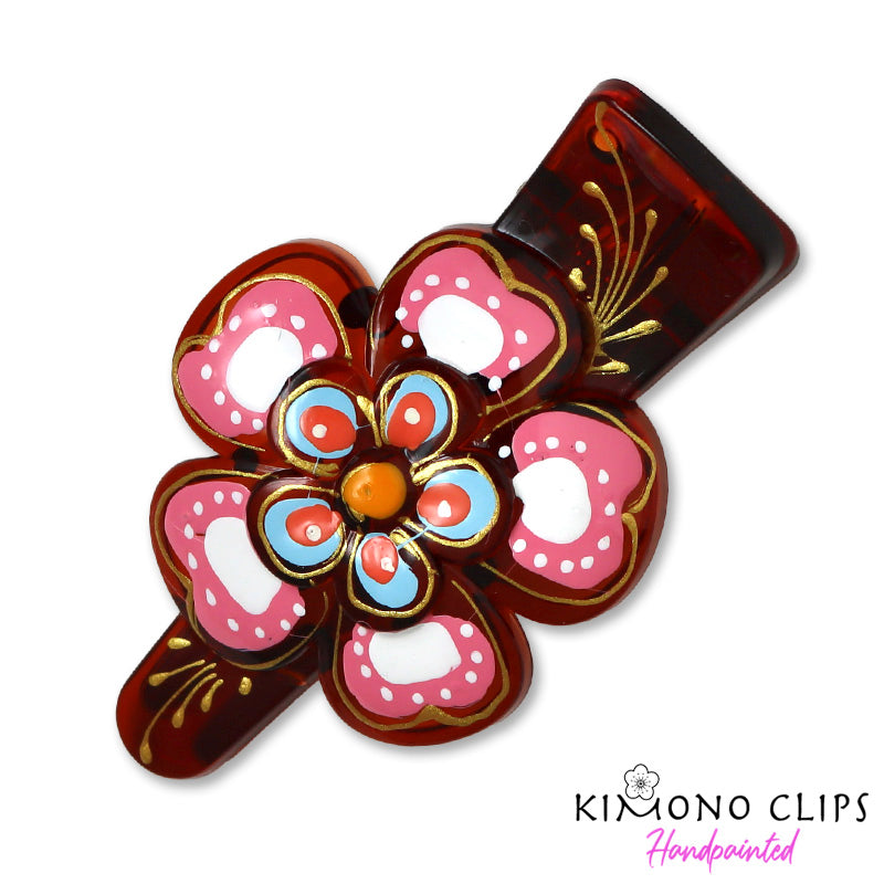 Handpainted Hair Clip - blossom