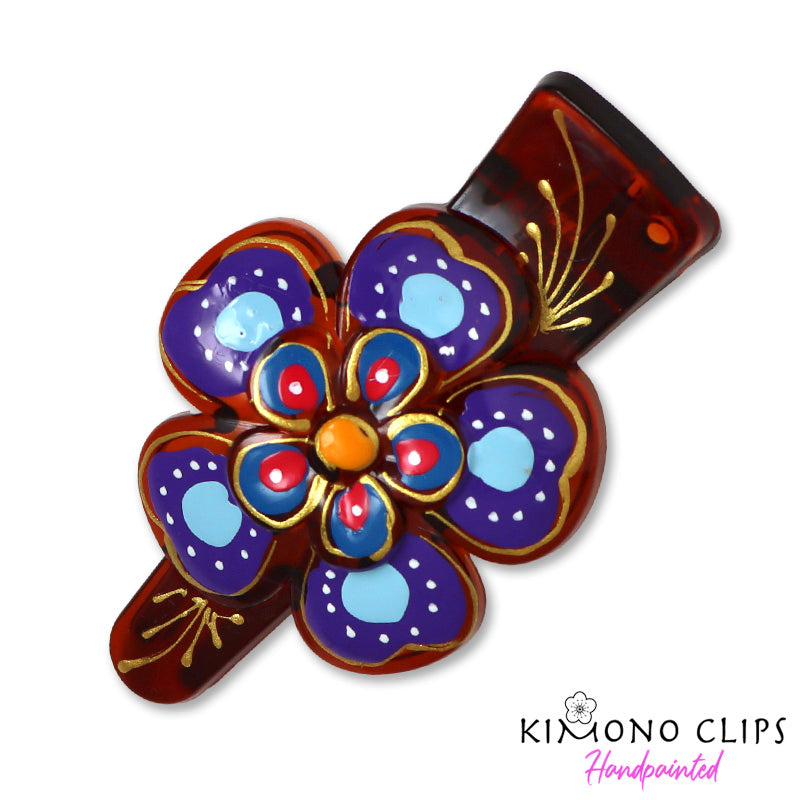 Handpainted Hair Clip - blossom