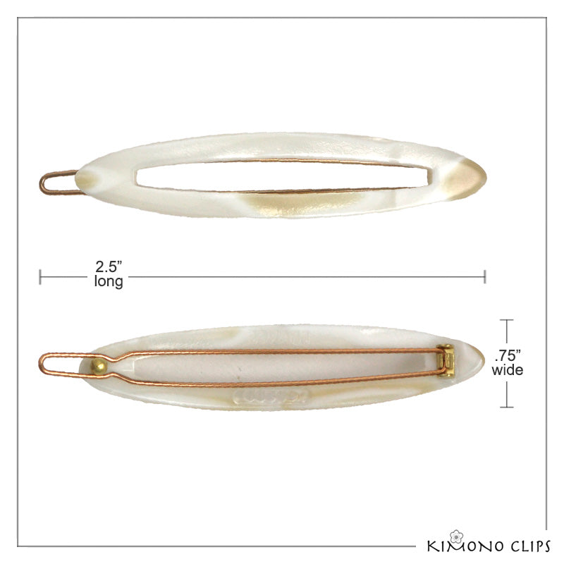French Handmade Narrow Oval Hair Clip - small